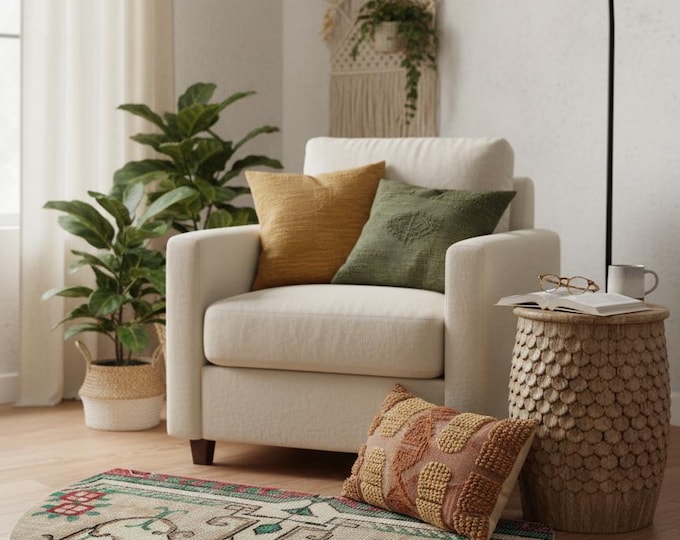 50x84 cm Semicircle Wool Rug | Turkish Handwoven Door Mat | Farmhouse Kitchen Rustic Decor