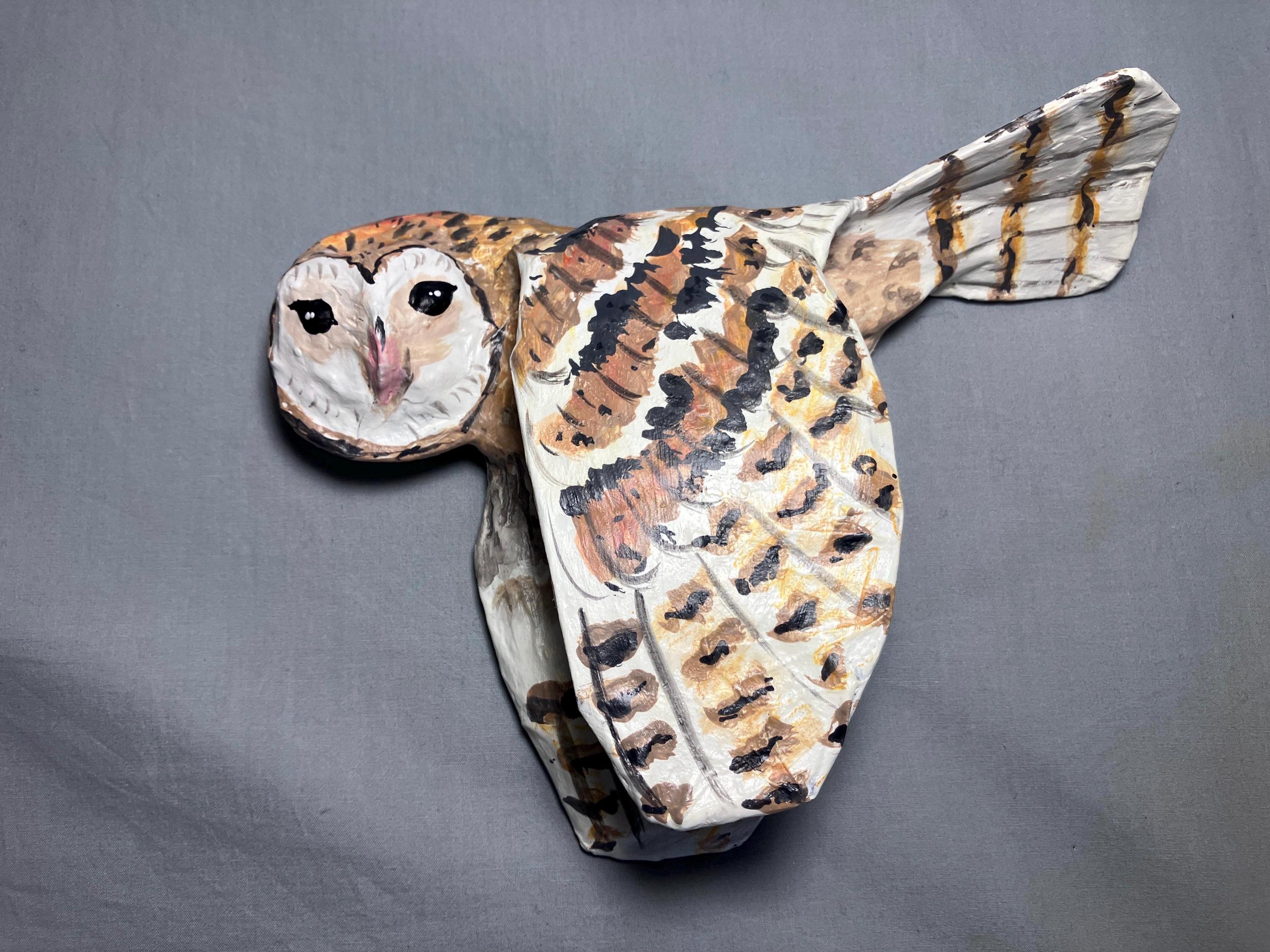 Paper Mache Barn Owl in Flight