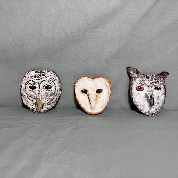 Paper Mache “Parliament” of Owls Wall Art