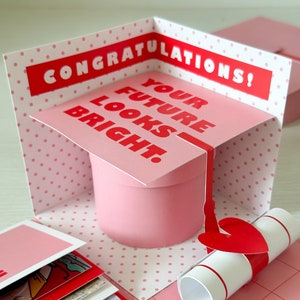 Graduations Exploding Gift Box Printable Template For DIY Project | Graduations Card PDF Digital Download Template