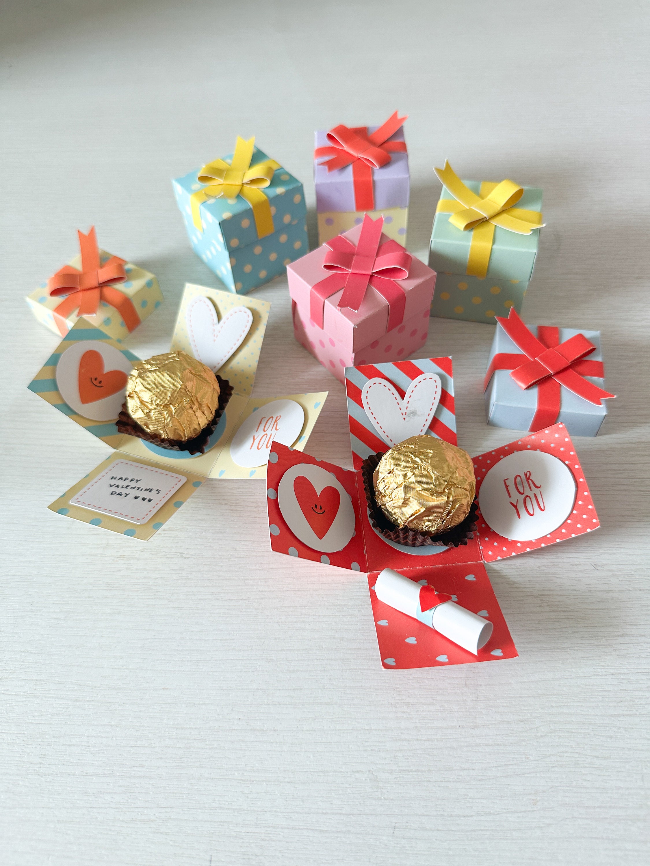 Exploding Chocolate Gift Box Template | DIY Valentine Card (PDF Digital ...