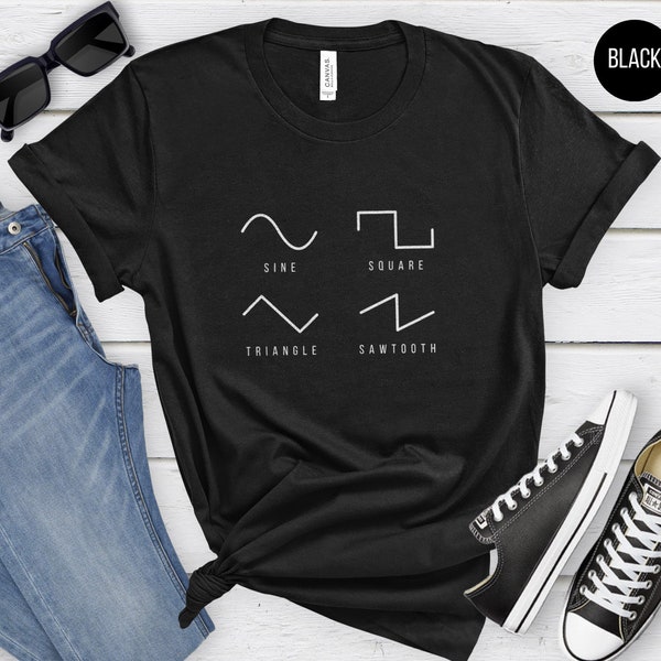 Analog Waveforms T Shirt, Recording Studio Gifts, Music Lover Synthesizer T-Shirt, Audio Engineer Unisex Short Sleeve Tshirt, Producer Gift