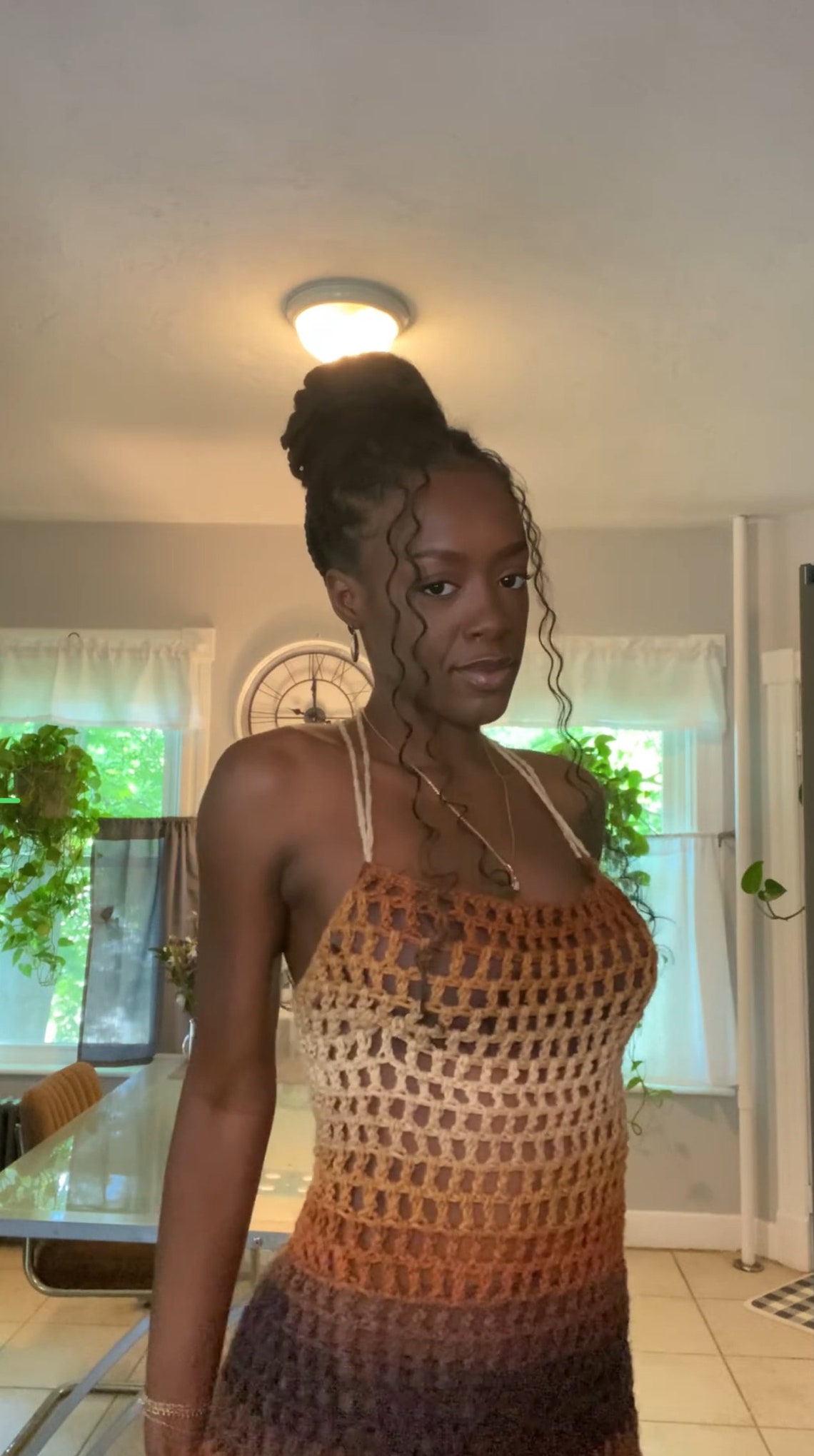 BOLD CROCHET MINI DRESS WITH OPEN BACK main image 0