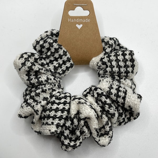 Your Favorite Sweater Extra Soft Black & White Scrunchie, Handmade Hair Accessory, Trendy Hair Scrunchie, Modern Neutral Scrunchie