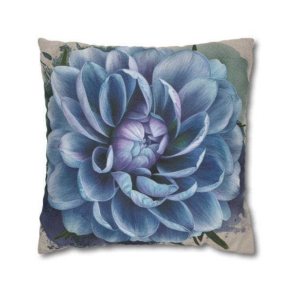 Blue Flower Pillowcase | Watercolor Aesthetic Cushion Cover | Modern Decorative Cushion case for bedroom or living room | Farmhouse