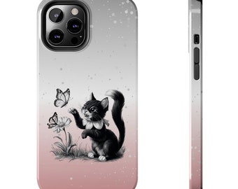 Vintage Black Cat iPhone Case for iPhone 11-15 Pro Max - Unique Gift for Cat Lovers and Her - Tough Protective Cover