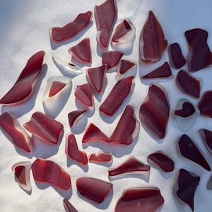 4oz Red and Clear Sea Glass Genuine Tumbled Beach Sea Glass — Glass for Crafts & Jewelry — Tumbled Glass — Sea Glass — Tumbled Glass Pieces