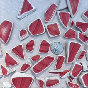 Genuine Tumbled Beach Sea Pottery — Glass for Crafts & Jewelry — Tumbled Ceramic — Sea Glass —Tumbled Glass Pieces — Dark Pink Sea Pottery