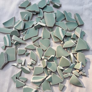Genuine Tumbled Beach Sea Pottery — Glass for Crafts & Jewelry — Tumbled Ceramic — Sea Glass —Tumbled Glass Pieces — Light Green Sea Pottery