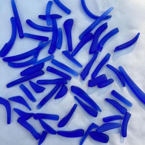 3oz Long Colbot Blue Pieces Genuine Tumbled Beach Sea Glass — Glass for Crafts & Jewelry — Tumbled Glass — Sea Glass — Tumbled Glass Pieces
