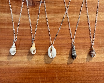 Wire Wrapped Shell Necklace: Silver Coastal Jewelry, Beach Lover Gift
