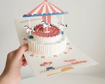 3D Popped Up Birthday Cack Birthday Card With Greeting Card