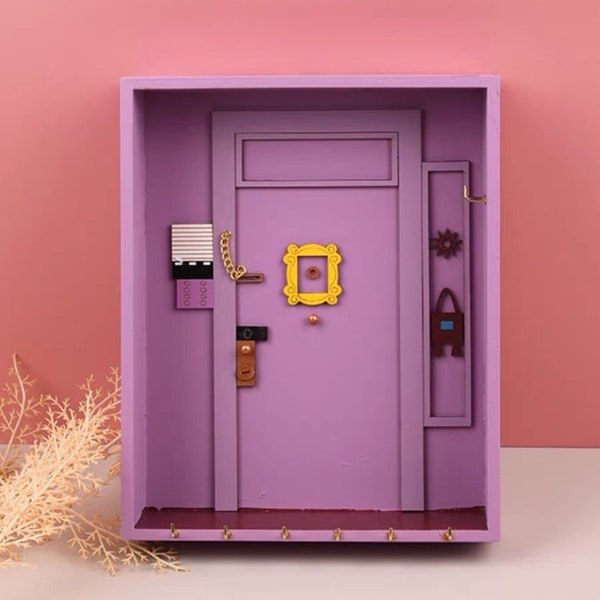 Friends Monica Rachel Apt Door Purple Keychain Holder Wall Decor Lightweight Wall Mounted
