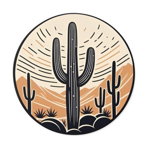 Saguaro Round Vinyl Sticker