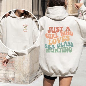 Vintage Sea Glass Hoodie for Beach Lovers - Retro Style Beachcomber Hoodie, Sea Glass Art, Sea Glass Hunter Gift, Beachcombing Tee