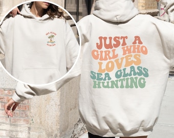 Vintage Sea Glass Hoodie for Beach Lovers - Retro Style Beachcomber Hoodie, Sea Glass Art, Sea Glass Hunter Gift, Beachcombing Tee