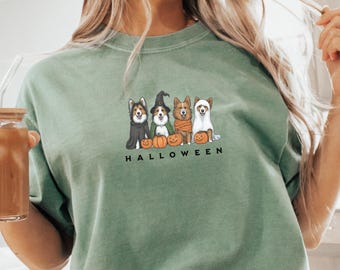 Maglietta di Halloween con Shetland Sheepdog, maglietta carina con Shetland Sheepdog, regalo per il proprietario del cane, maglietta divertente con cane Sheltie, maglietta Comfort Colors®