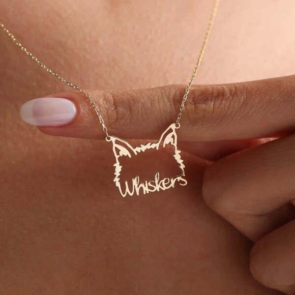 Custom Cute Cat Ear Name Pendant Necklace Women Girl Child Jewelry Stainless Steel Gold Color Pet Cat Kitty Tag Necklace