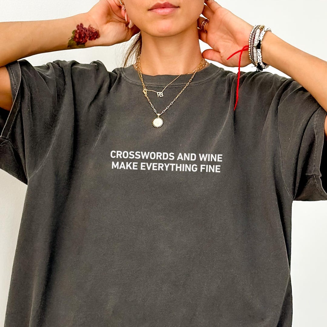 Maglietta Cruciverba e Vino Rendono Tutto Bello, Maglietta per gli
