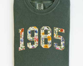 1985 Floral Comfort Colors 40th Birthday Shirt: Vintage Style Tee