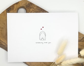 Some Bunny Loves You Pun Card – Minimalist Hand-Drawn Greeting Card