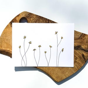 de voeux fleurs fluides | Je pense à vous | Envoyer de l'amour | Floral minimaliste