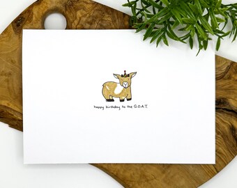 G.O.A.T. Birthday Card – Minimalist Hand-Drawn Goat Greeting Card