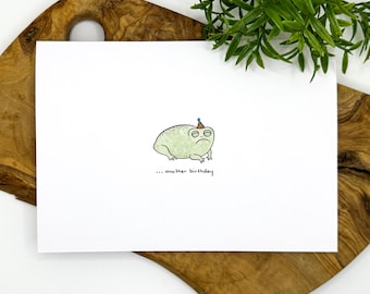 Grumpy Frog Birthday Card - Minimalist Hand-Drawn Greeting Card