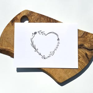 de voeux coeur botanique | Je pense à vous | Envoyer de l'amour | Floral minimaliste