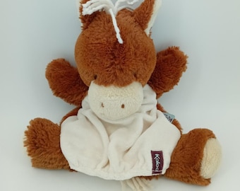 Kaloo France Brown Donkey Lovey Plush Marionette Baby Security Blanket Soft