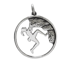 Sterling Silver Rock Climber Charm .925 Pendant Rock Climbing