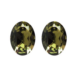 Swarovski© Crystal KHAKI x 2 Oval 4120 14 x 10mm Fancy Stone Loose Foil Olive Green