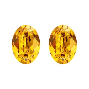 Swarovski© Crystal SUNFLOWER x 2 Oval 4120 14 x 10mm Fancy Stone Loose Foil Backed Yellow