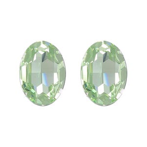 Swarovski© Crystal CHRYSOLITE x 2 Oval 4120 14 x 10mm Fancy Stone Loose Foil Backed Light Green