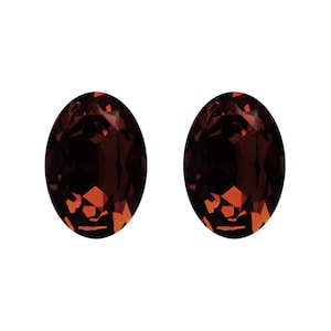 Swarovski© Crystal MOCCA x 2 Oval 4120 14 x 10mm Fancy Stone Loose Foil Backed Dark Brown