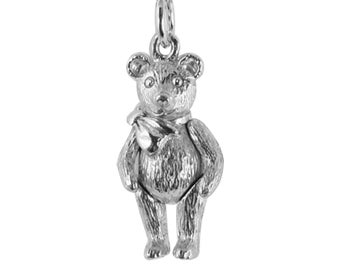 Beweglicher Tieranhänger Sterlingsilber-Teddybär-Charme .925