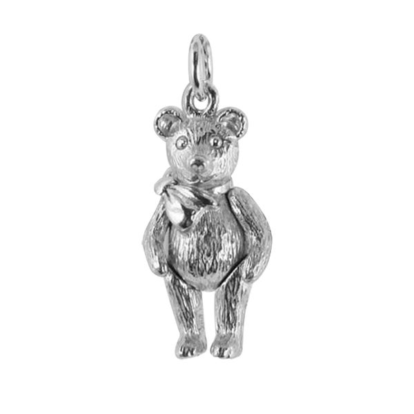 Pendentif animal en mouvement avec breloque ours en peluche en argent sterling .925