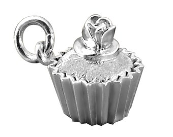 Sterling Silver Charm Cupcake .925 Pendant