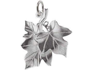 Sterling Silver Ivy Leaf Charm: 3D Foliage Pendant
