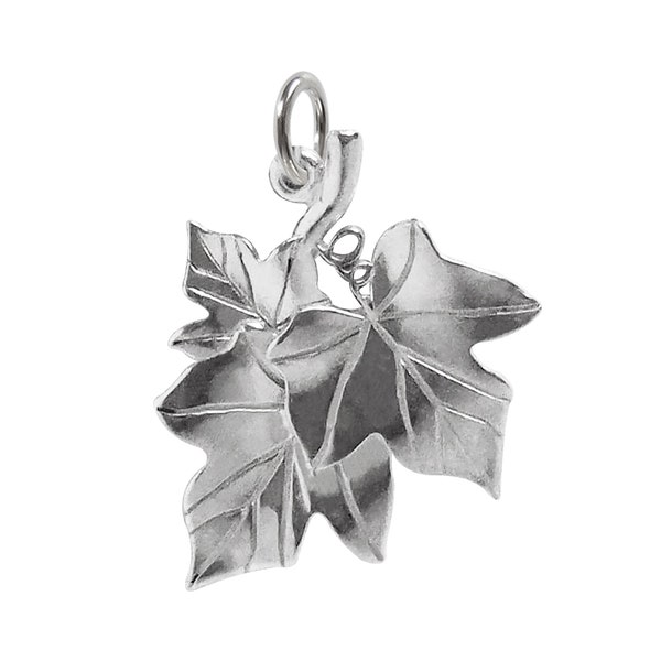 Sterling Silver Ivy Leaves Charm Leaf .925 Pendant Gift for Gardener Christmas Foliage Xmas Jewellery Gift for Ivy Name