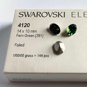 Swarovski© Crystal FERN Oval 4120 14 x 10mm Factory Pack of 144 pieces Fancy Stone Loose Foil Backed Green