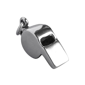 Sterling Silver Whistle Charm .925 Sport Referee Pendant Football Gift Netball Present Gym Teacher