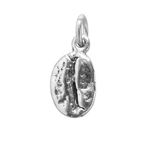Sterling Silver Coffee Bean Charm .925 Life Size Pendant