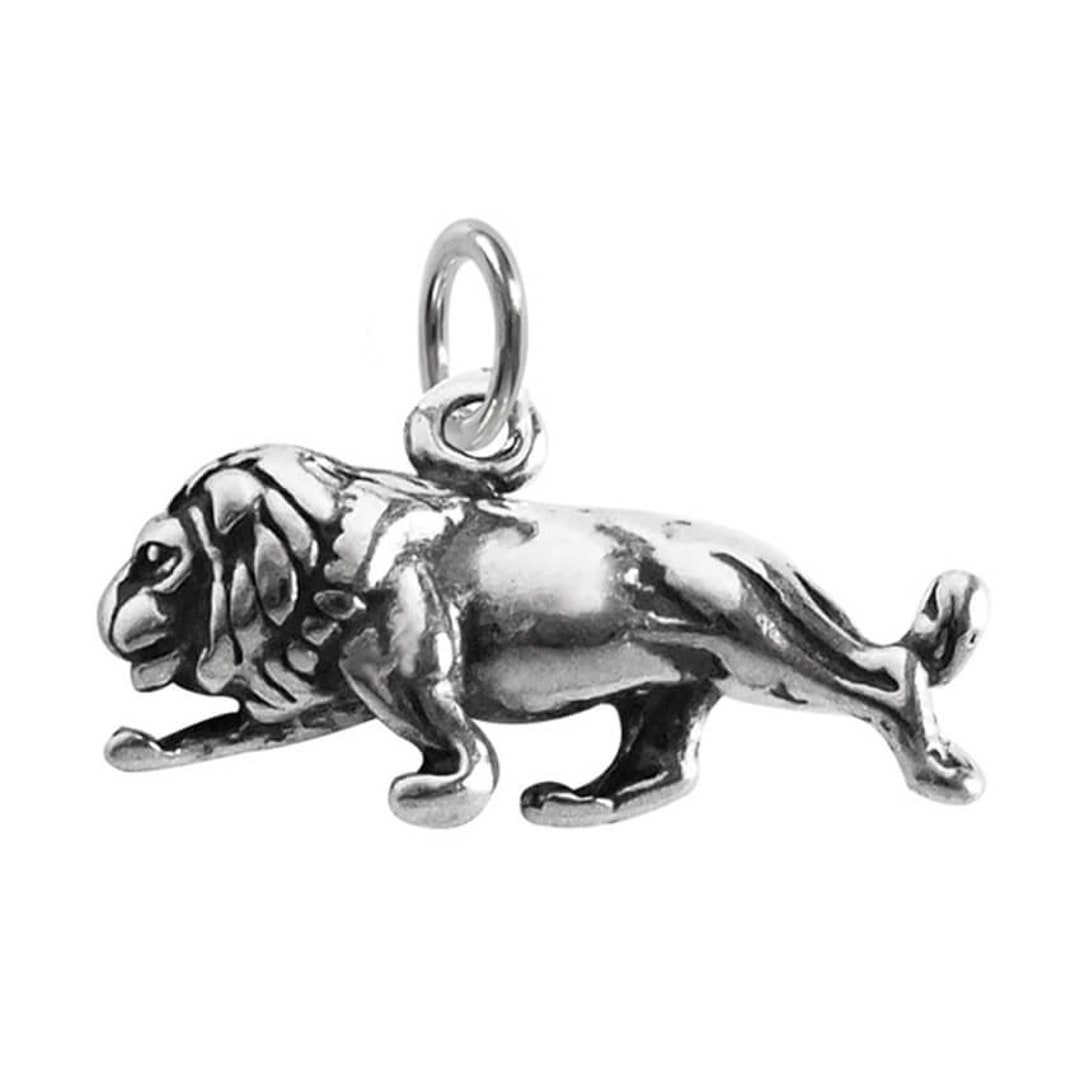 792199c01 Sterling Silver Lion Charm: 3D Prowling Big Cat, Leo Zodiac - Etsy