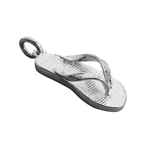 Sterling Silver Flip Flop Charm: 3D Summer Sandal Pendant