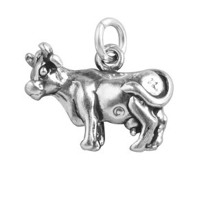 Sterling Silver Charm Jersey Cow .925 Pendant Cattle Animal Gift for Dairy Farmer