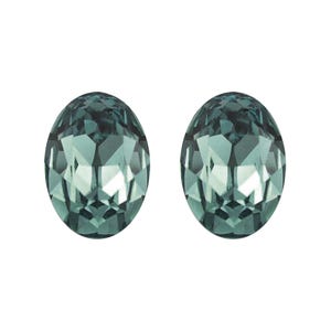 Swarovski© Crystal ERINITE x 2 Oval 4120 14 x 10mm Fancy Stone Loose Foil Backed Bluish Green