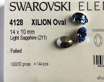 Swarovski Light Sapphire Crystal: Oval Faceted Stones, 14x10mm