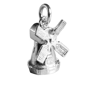 Sterling Silber Charm Windmühle mit Rotierenden Segeln .925 Anhänger Holland Memento Niederländisch Souvenir Niederlande Schmuck