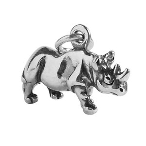 Sterling Silver Charm Rhinoceros .925 Rhino Animal Pendant African Safari Souvenir Gift